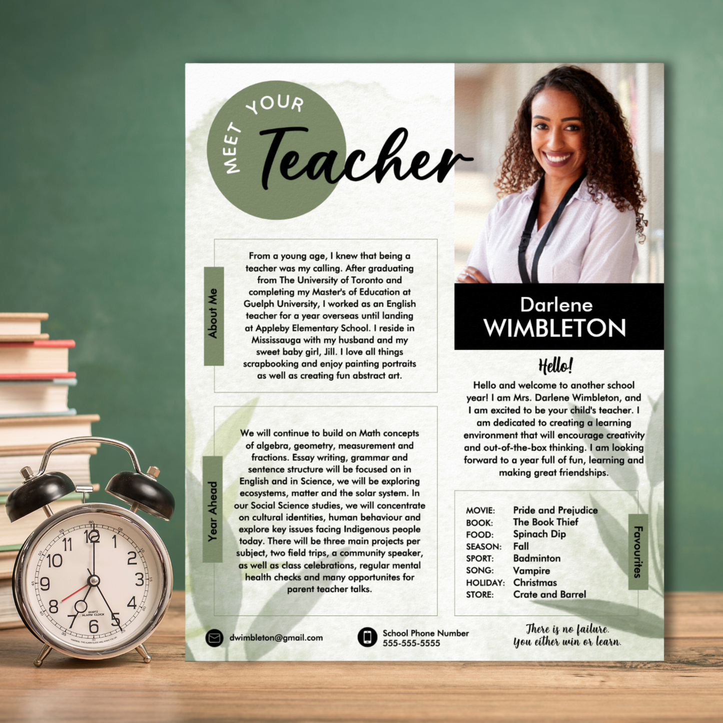 Botanical Meet The Teacher Template, Back To School Editable Template