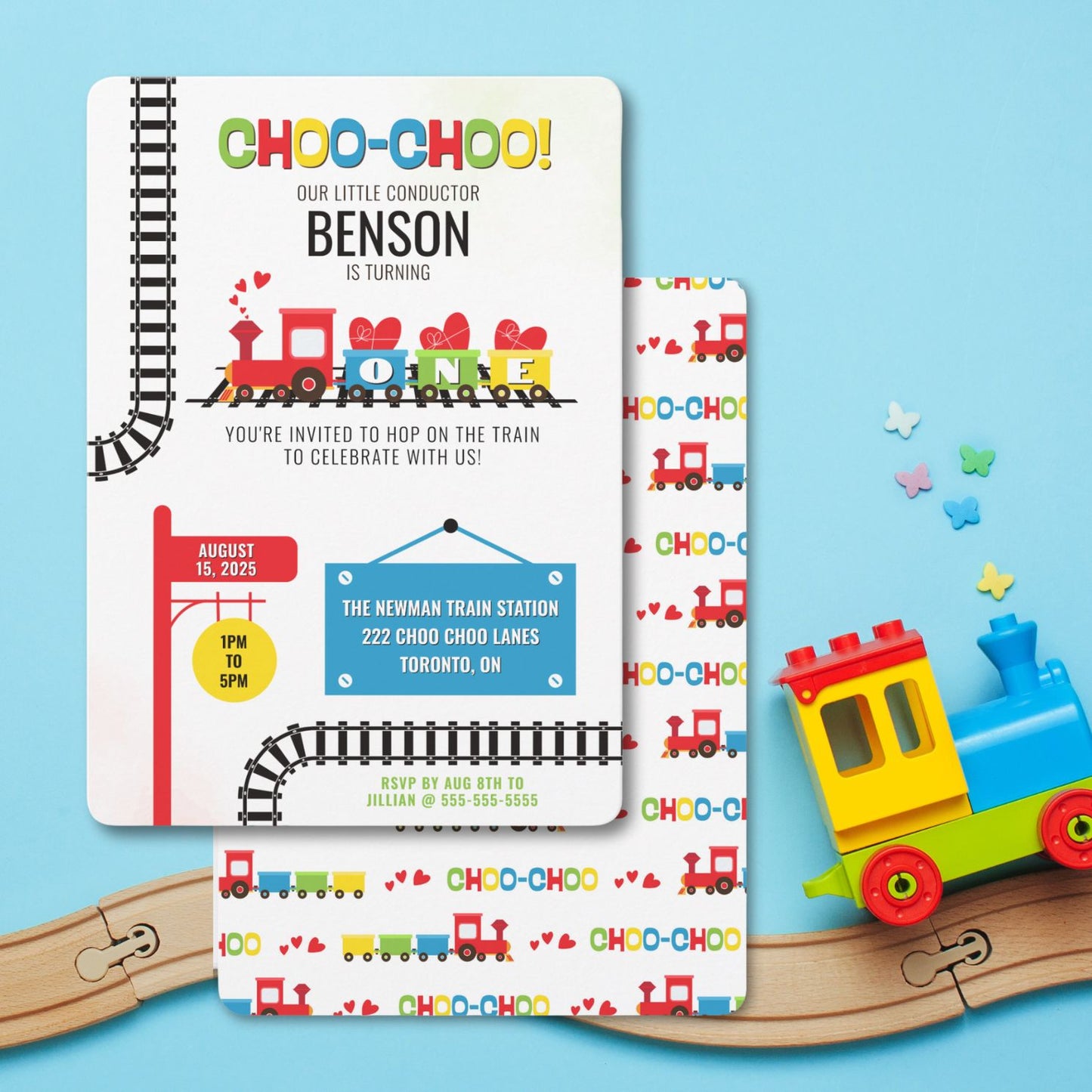 First Birthday Train Invitation