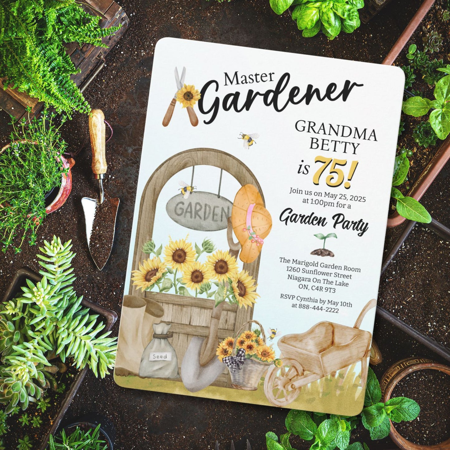 Master Gardener Birthday Invitation