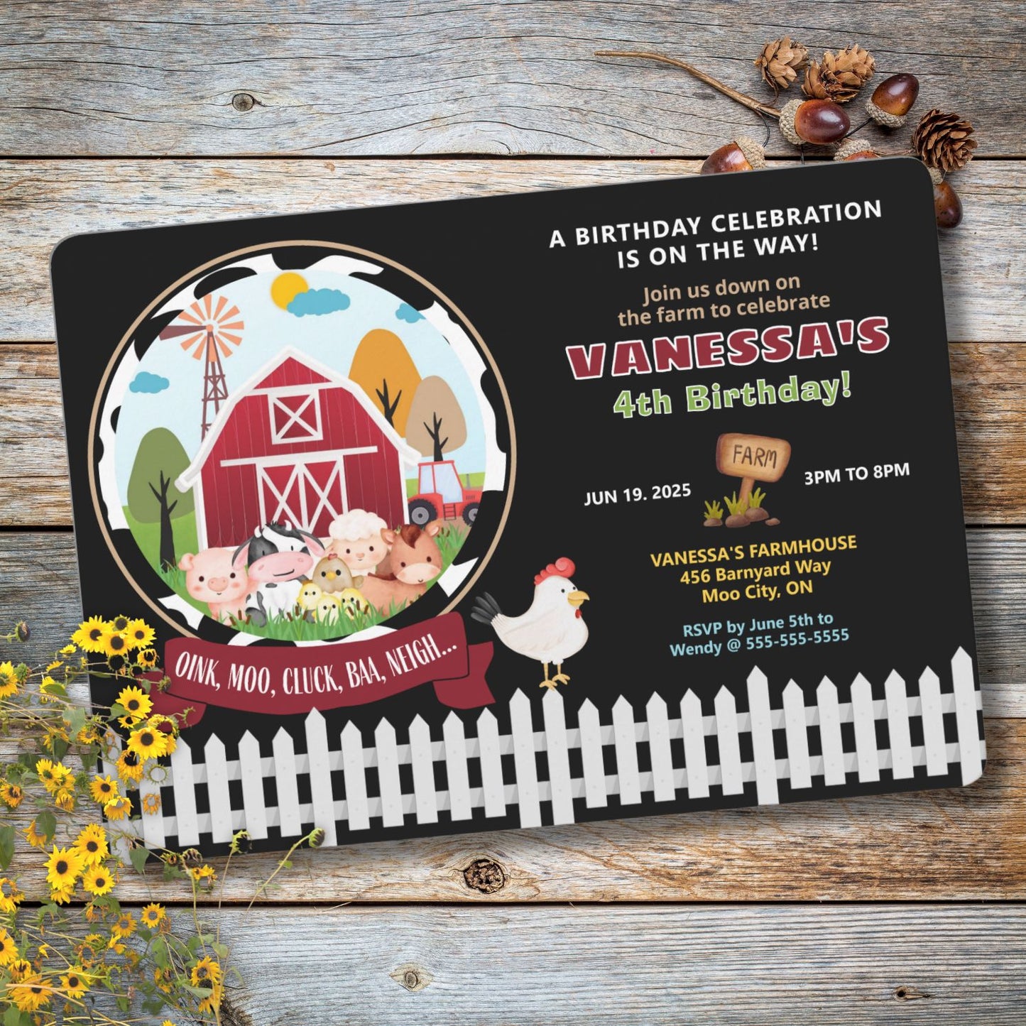 Barnyard Bash Birthday Invitation