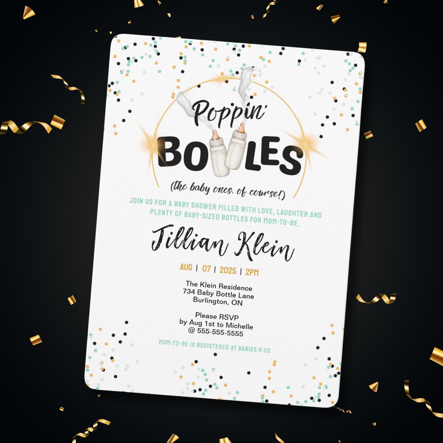 Poppin' Bottles Baby Shower Invitation