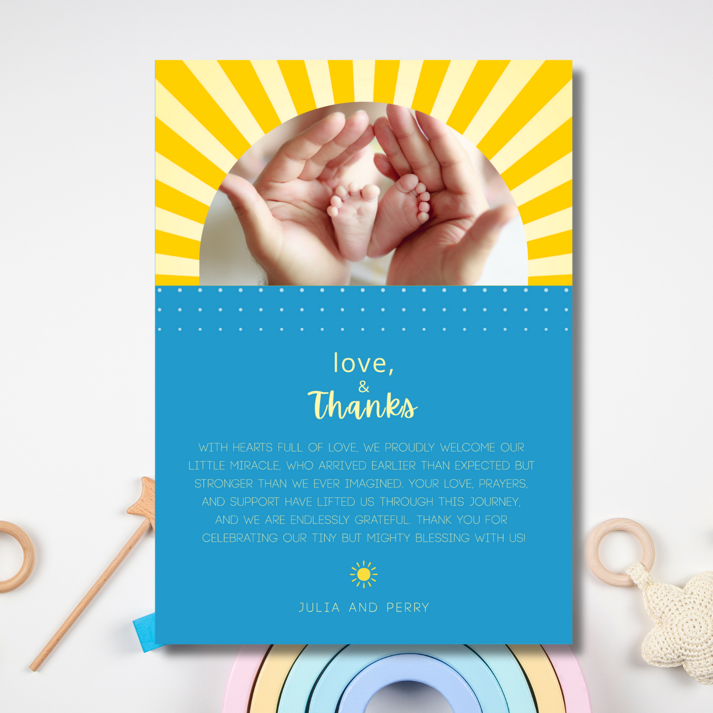 Sunrise Preemie Birth Announcement Card Template