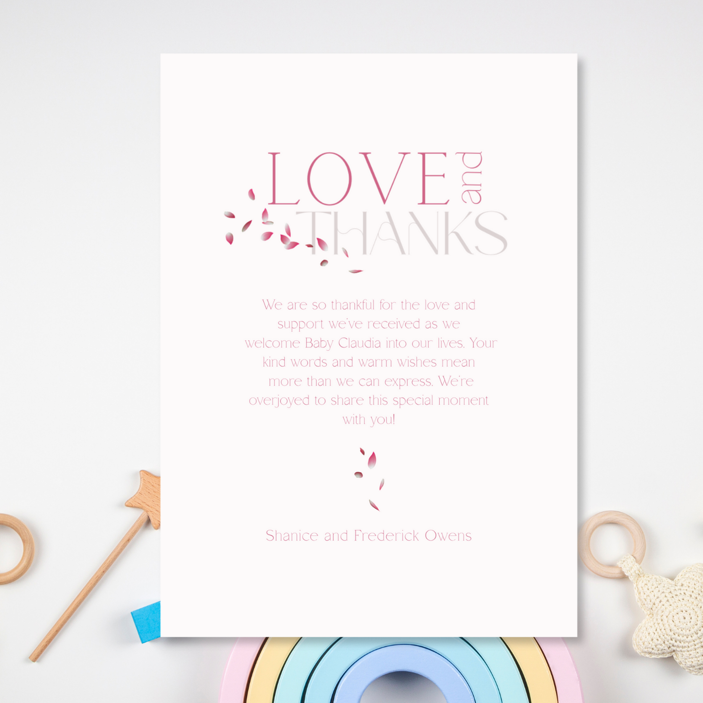 Our Petite Petal Baby Announcement Card Template