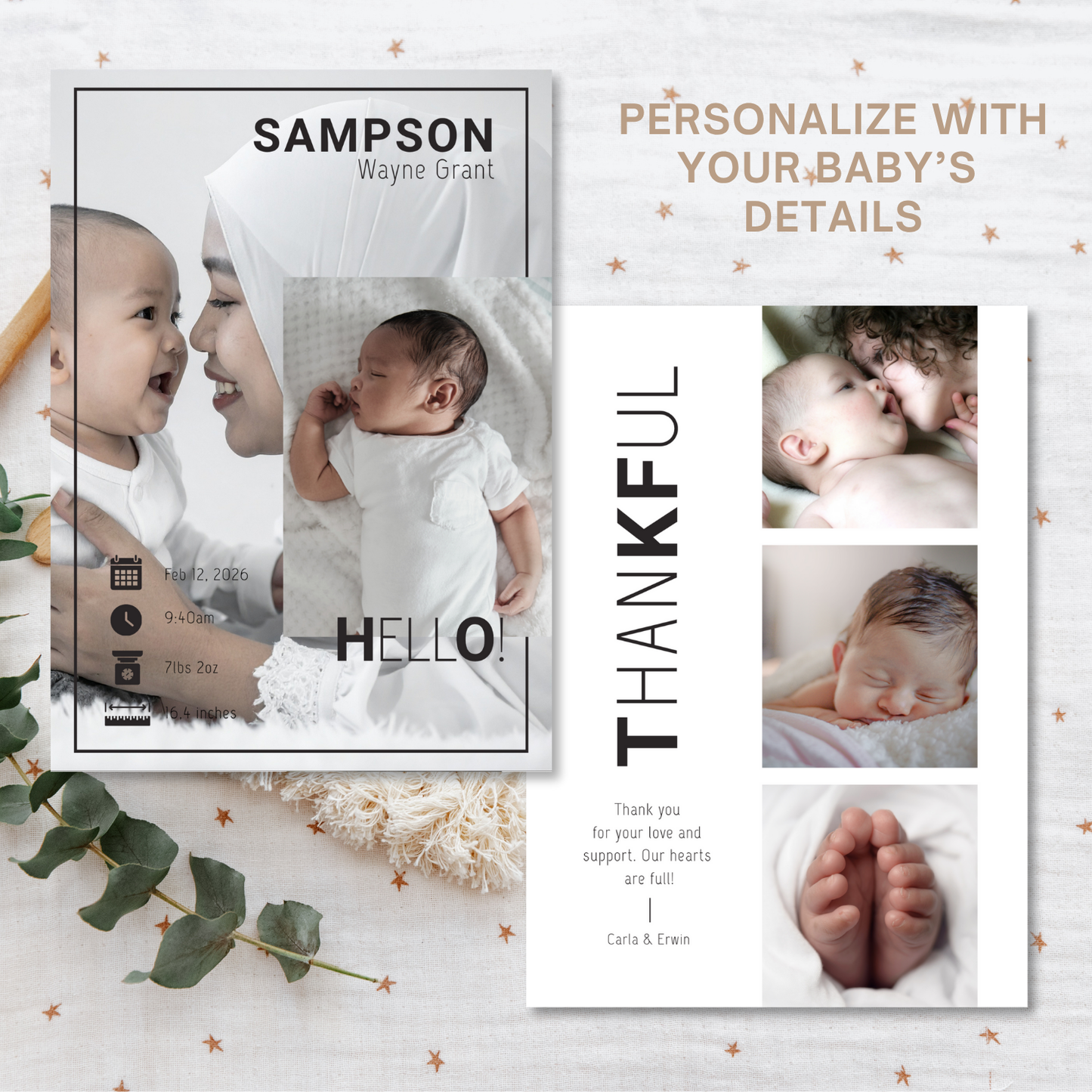Modern Photo Birth Announcement Card