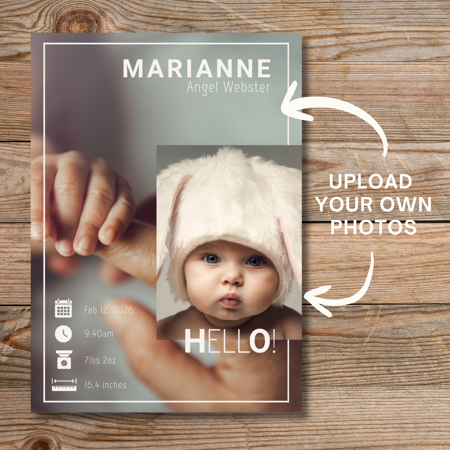 Modern Photo Birth Announcement Card