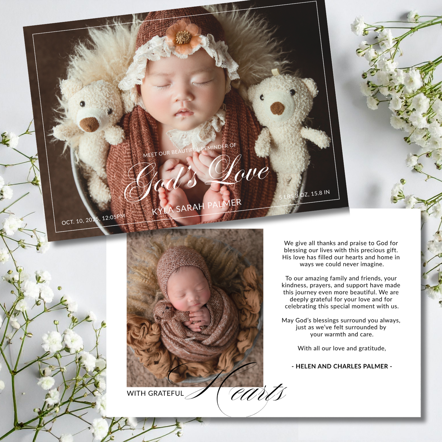 God's Love Birth Announcement Card, Religious Birth Announcements