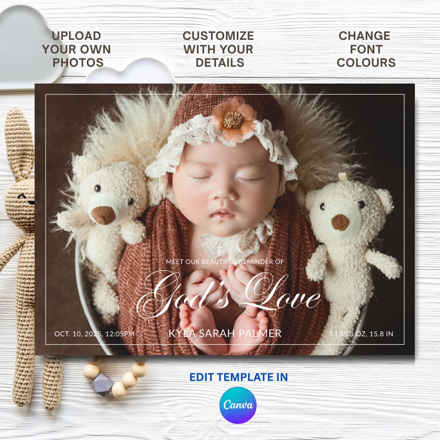 God's Love Birth Announcement Card, Religious Birth Announcements