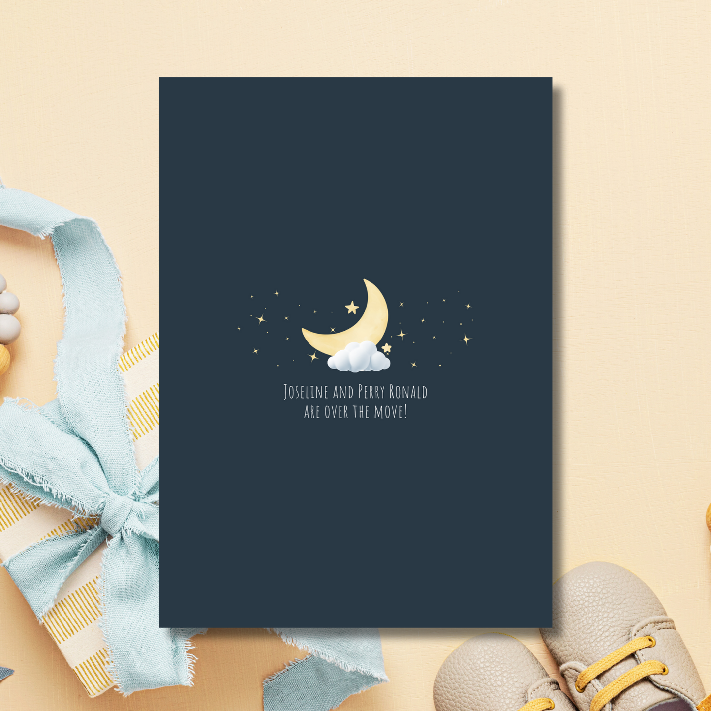 Our Little Moonbeam Birth Announcement Card Template