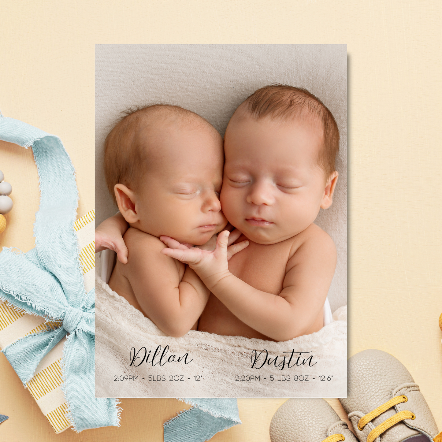 Welcome Little One Birth Announcement Card Template