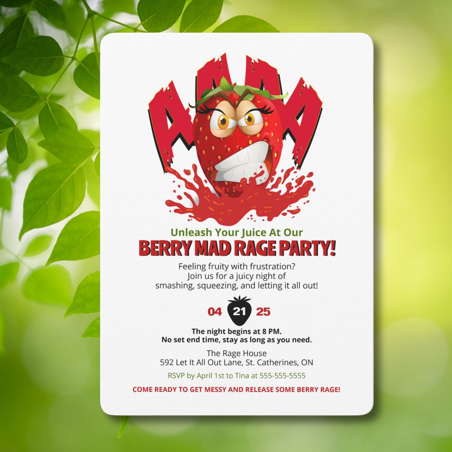 Berry Mad Rage Party Invitation