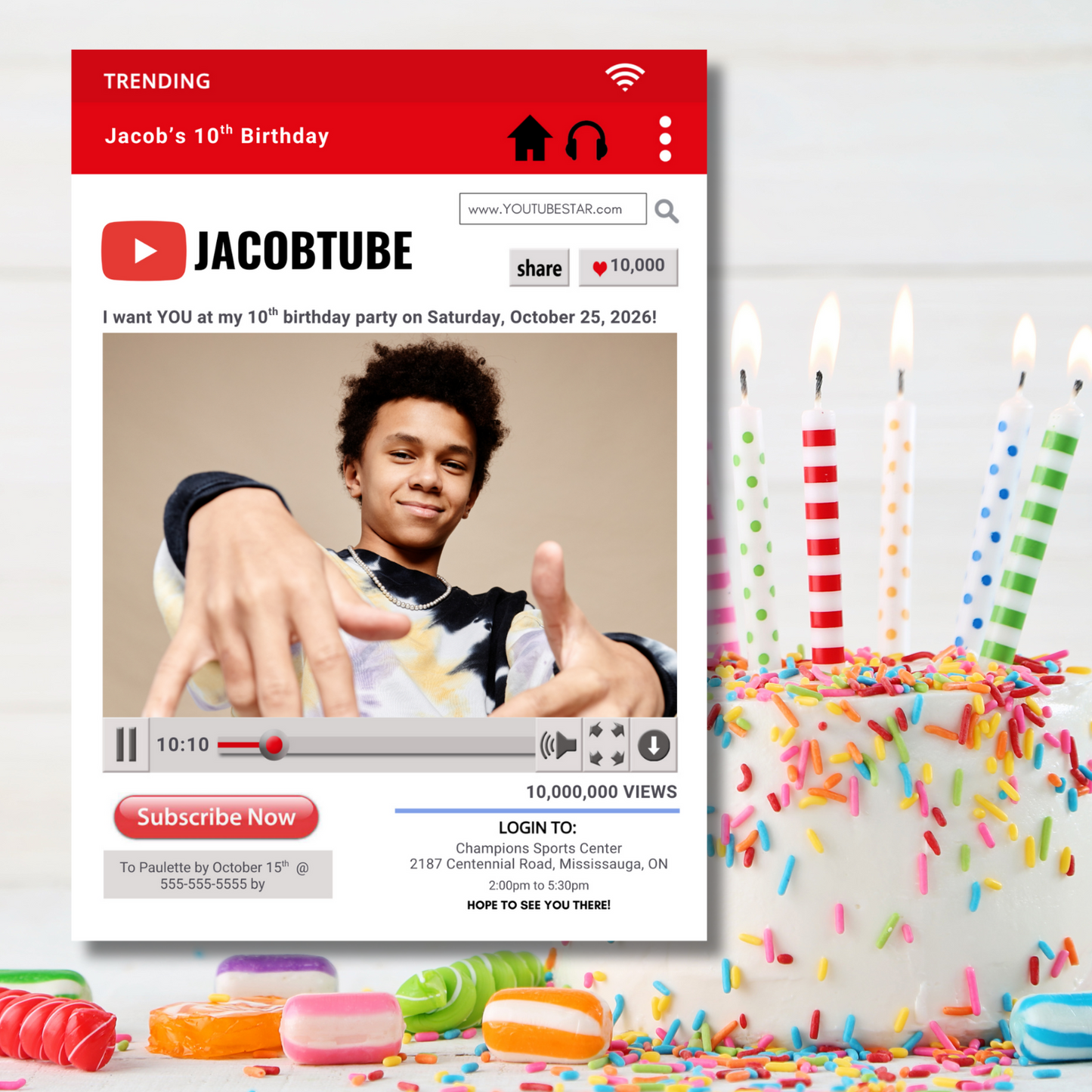 Kid's Birthday Tube Party Invitation