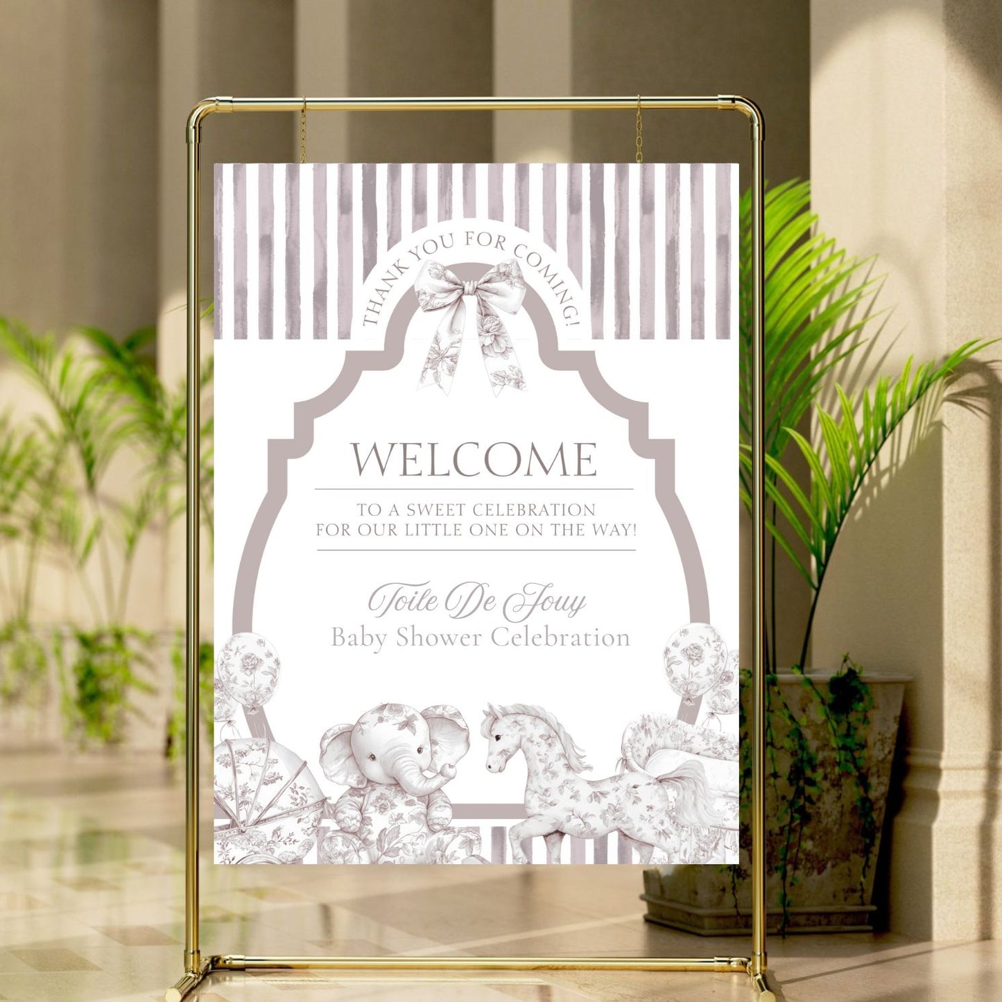 Neutral Toile De Jouy Baby Shower Printable Bundle – Instant Download