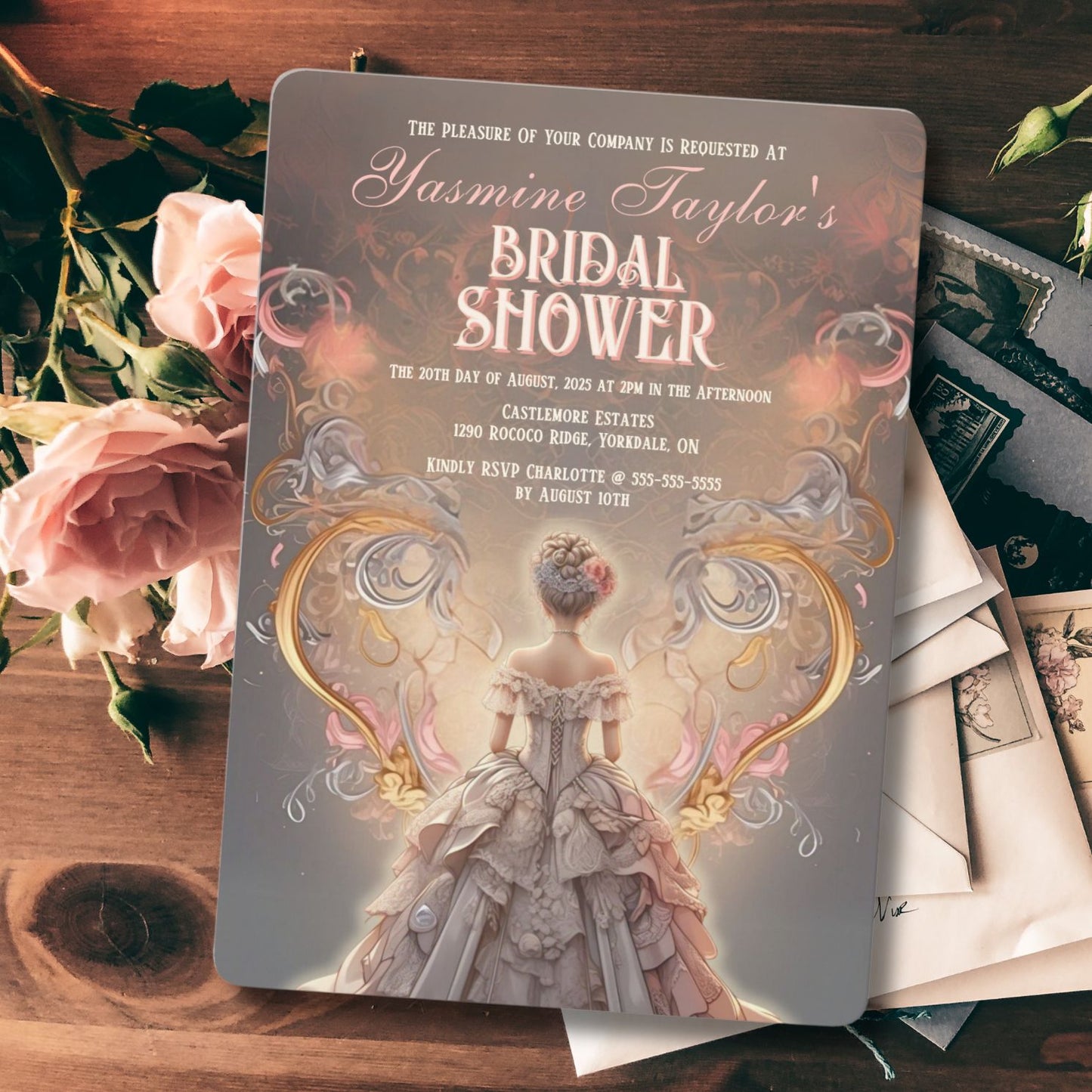 Elegant Rococo Bridal Shower Invitation