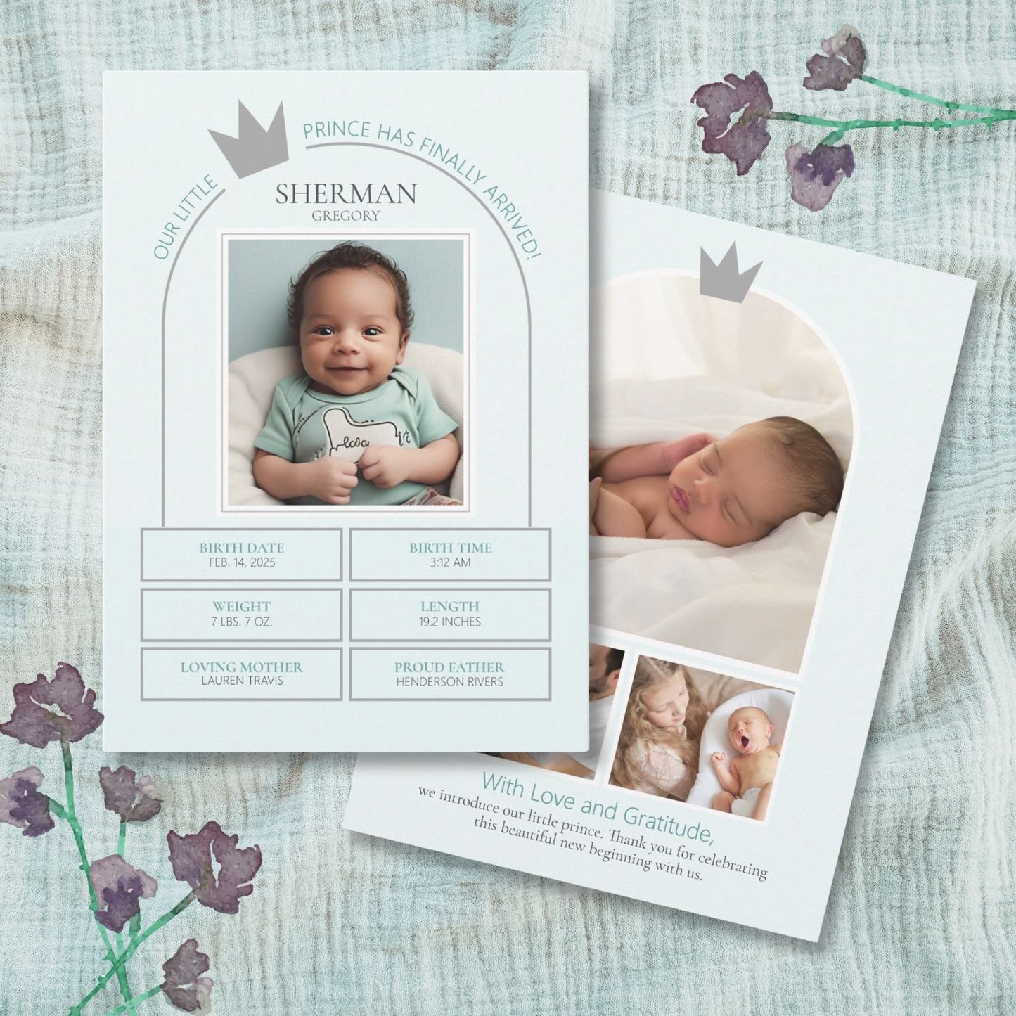 Little Prince Birth Announcement Card