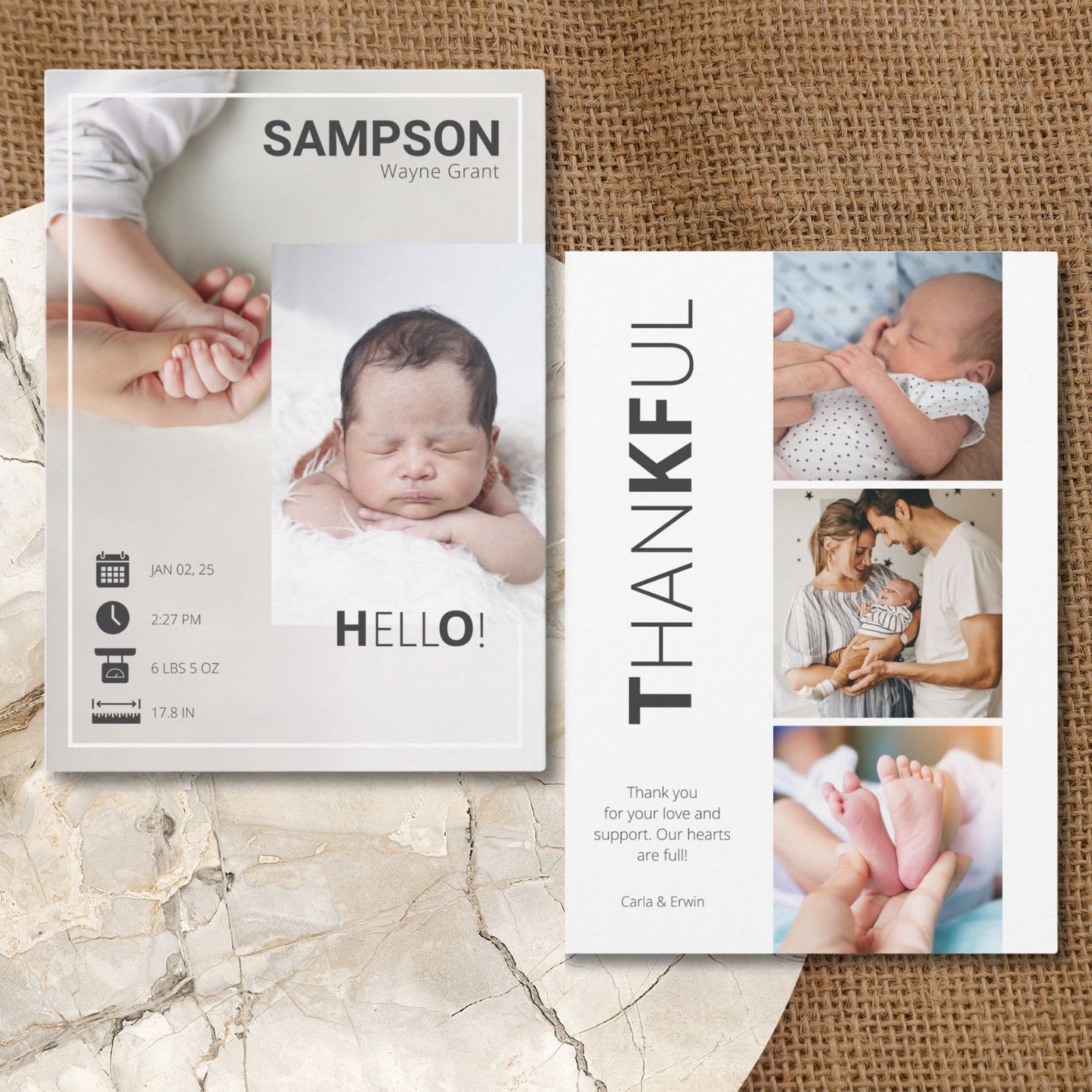 Modern Photo Birth Announcement Card