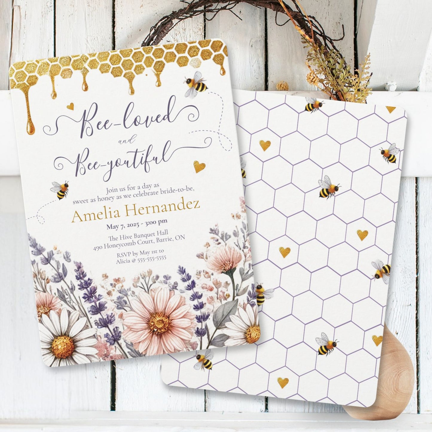 Bee-Loved and Bee-Youtiful Bridal Shower Invitation