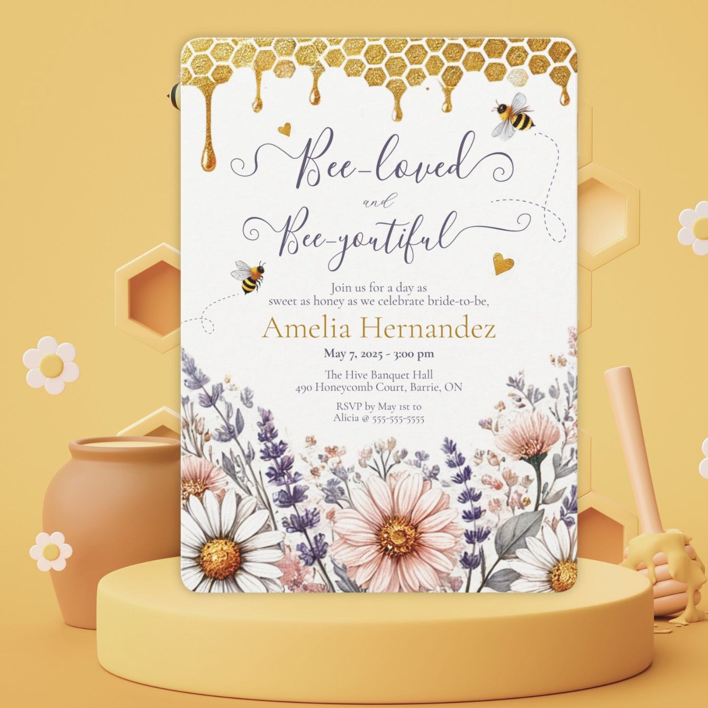 Bee-Loved and Bee-Youtiful Bridal Shower Invitation