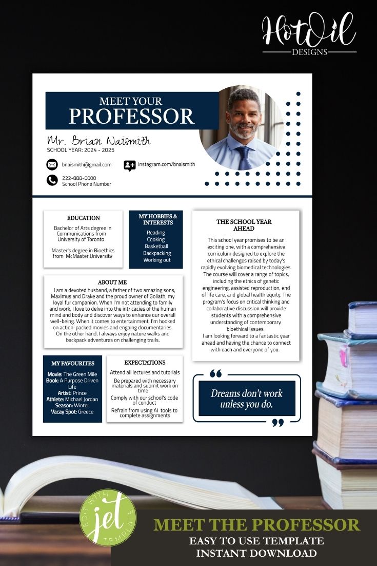 Meet The Professor, Meet The Teacher Template, Back To School Editable Template