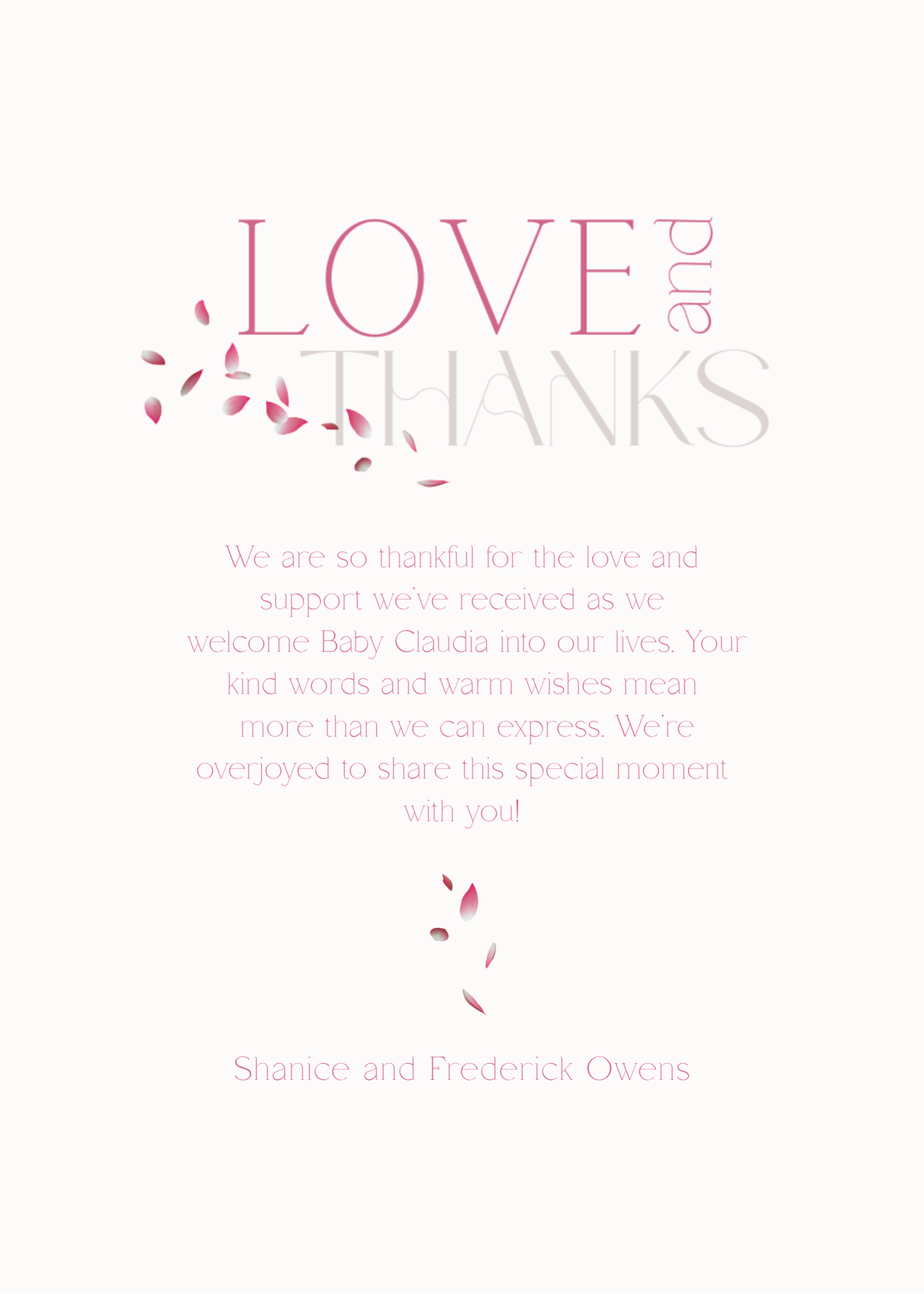Our Petite Petal Baby Announcement Card Template