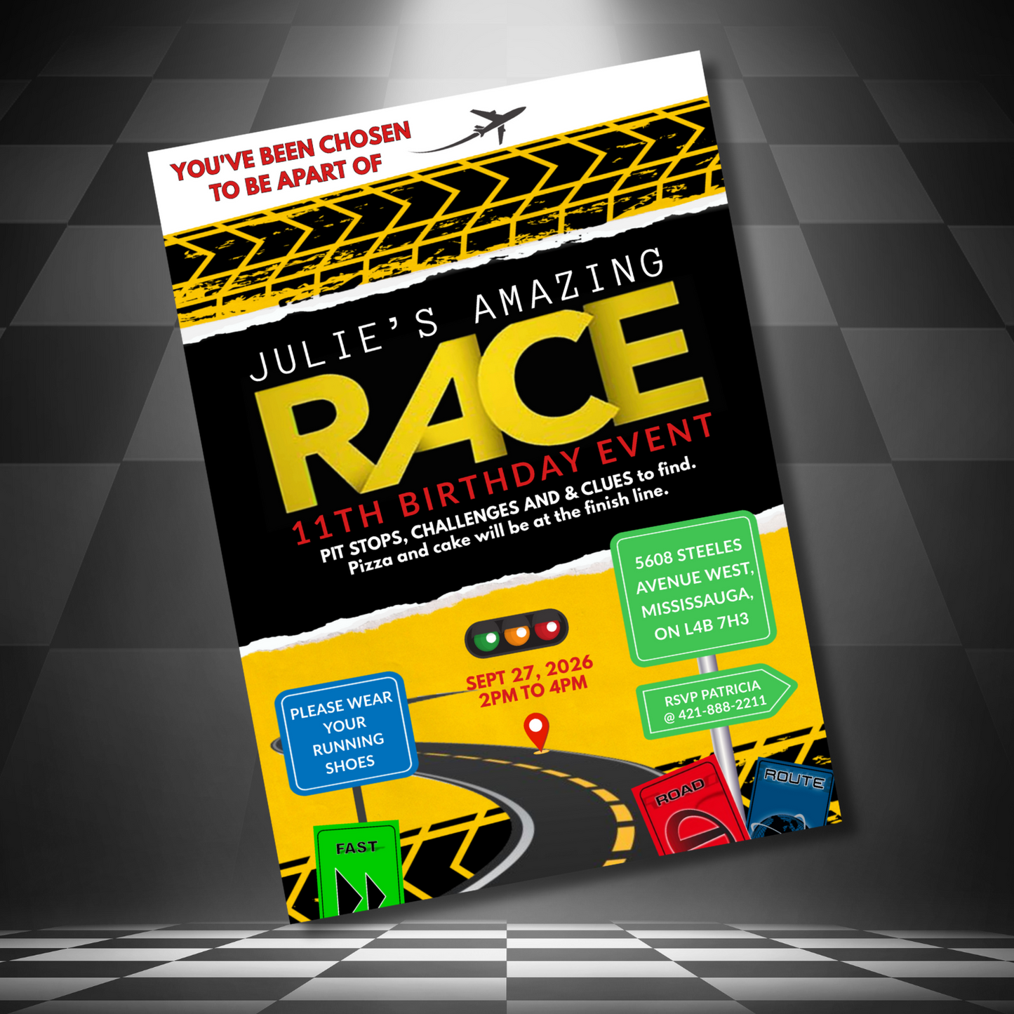 Amazing Race Birthday Invitation