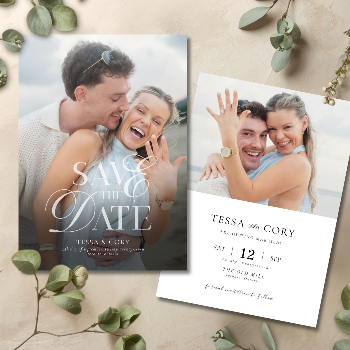 Elegant Mixed Script Modern Photo Wedding Save The Date Template