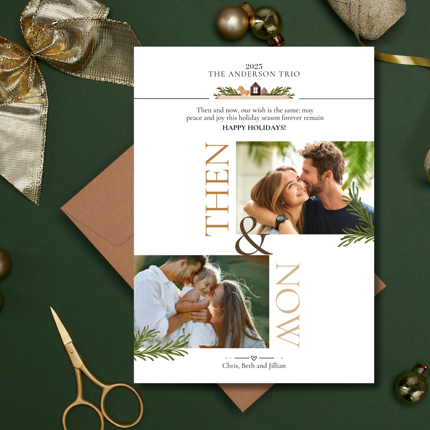 Then & Now Holiday Photo Card