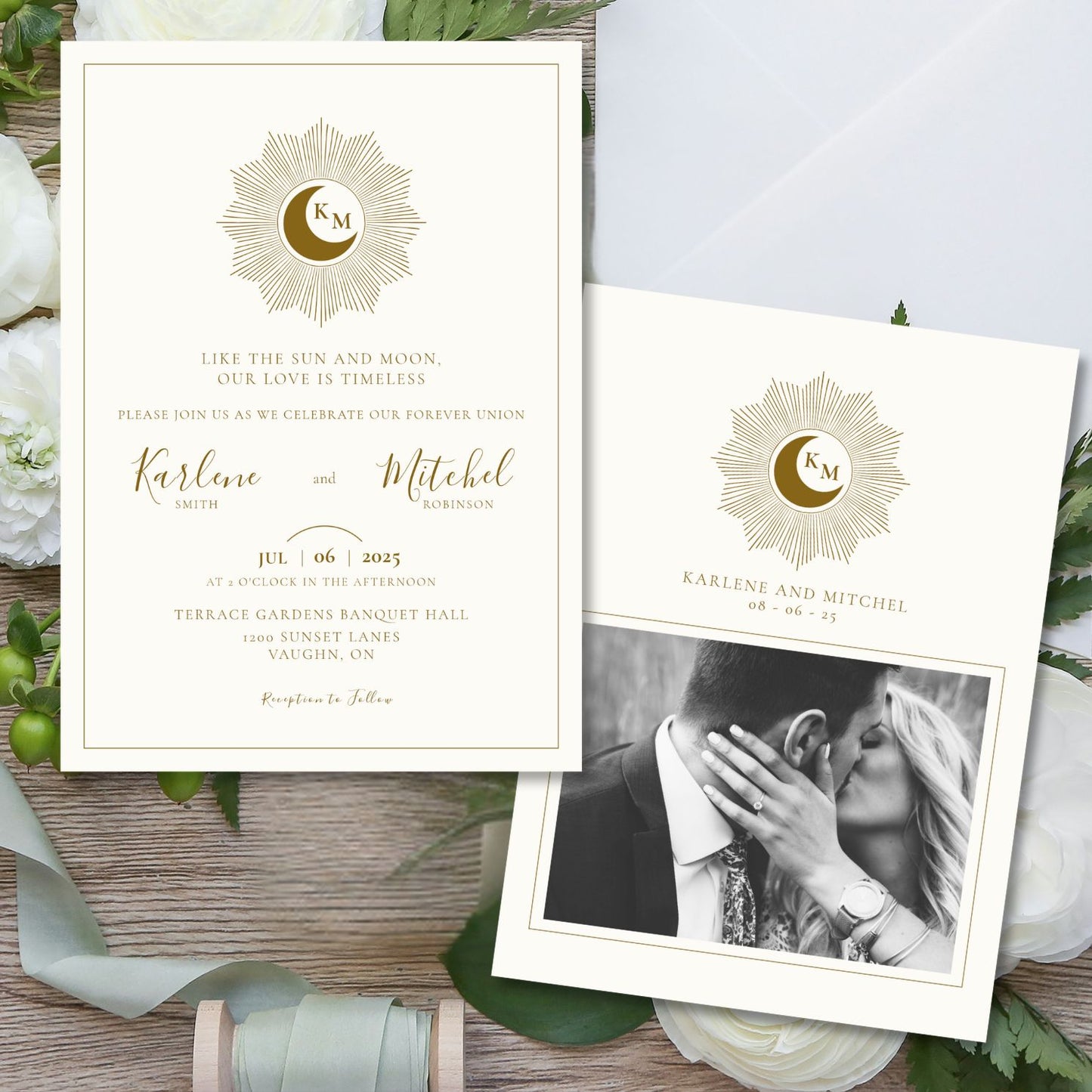Sun and Moon Timeless Wedding Invitation