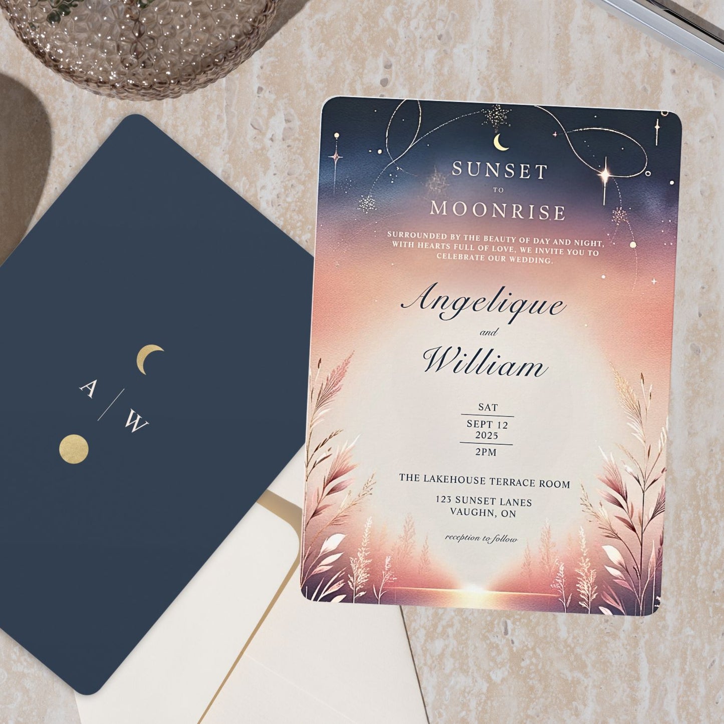 Sunset To Moonrise Wedding Invitation