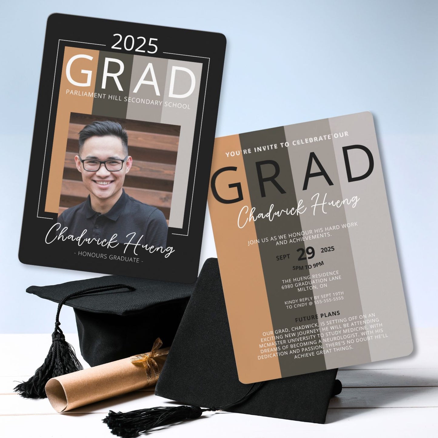 Contemporary Earth Tone Grad Party Invitation