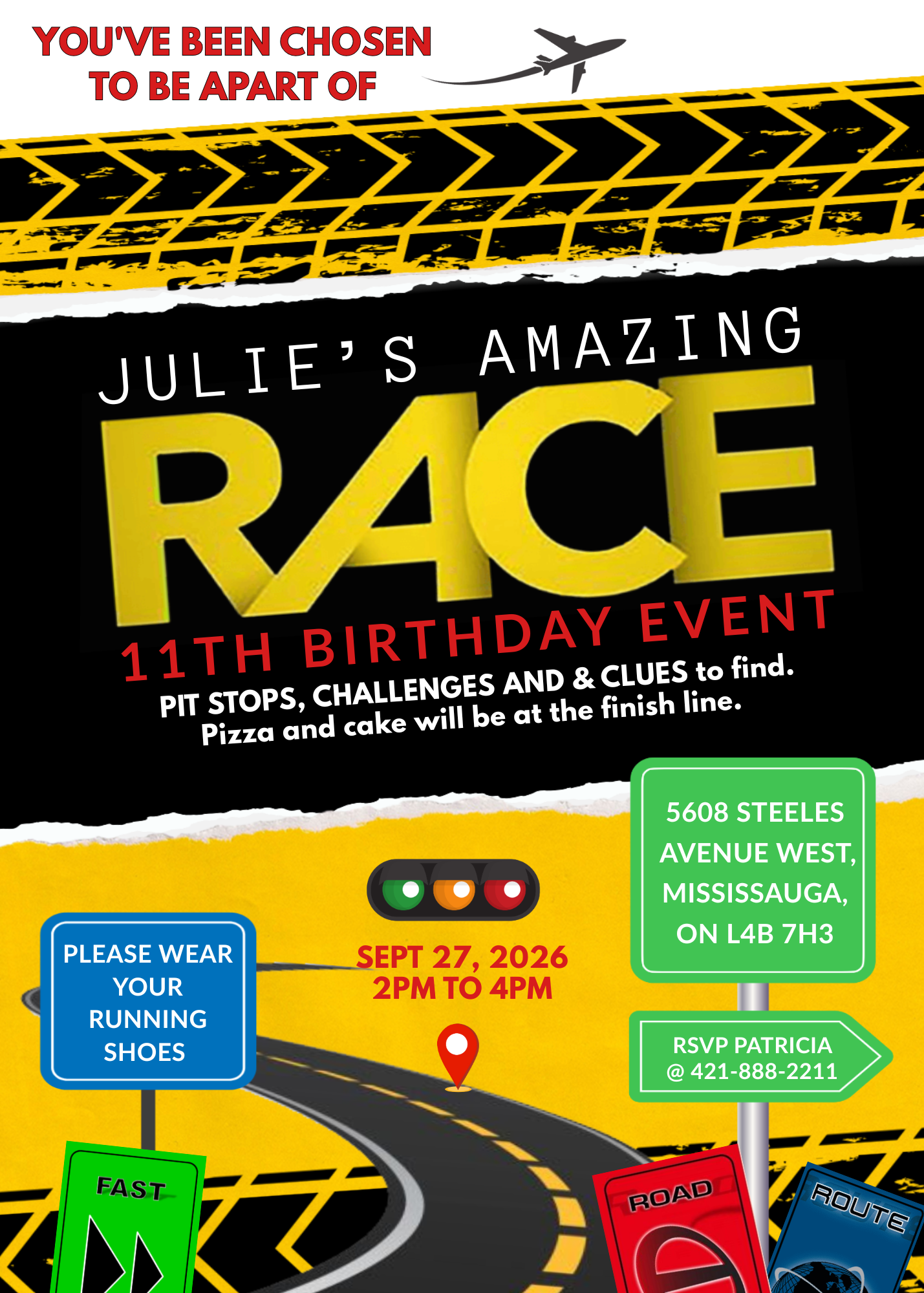 Amazing Race Birthday Invitation