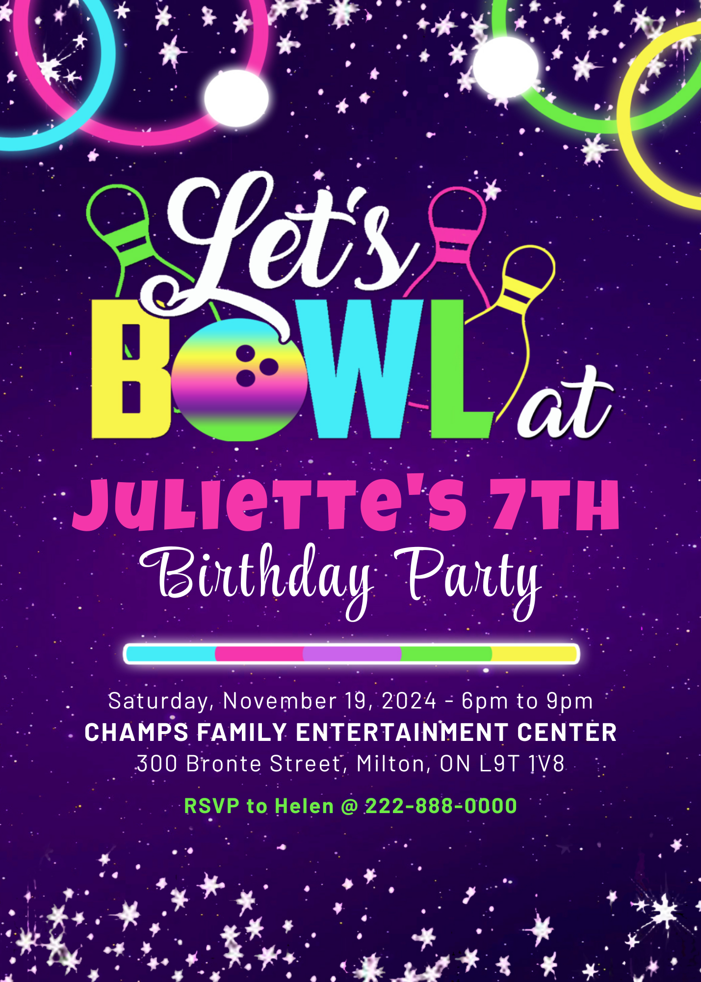 Let's Bowl Birthday Party Invitation