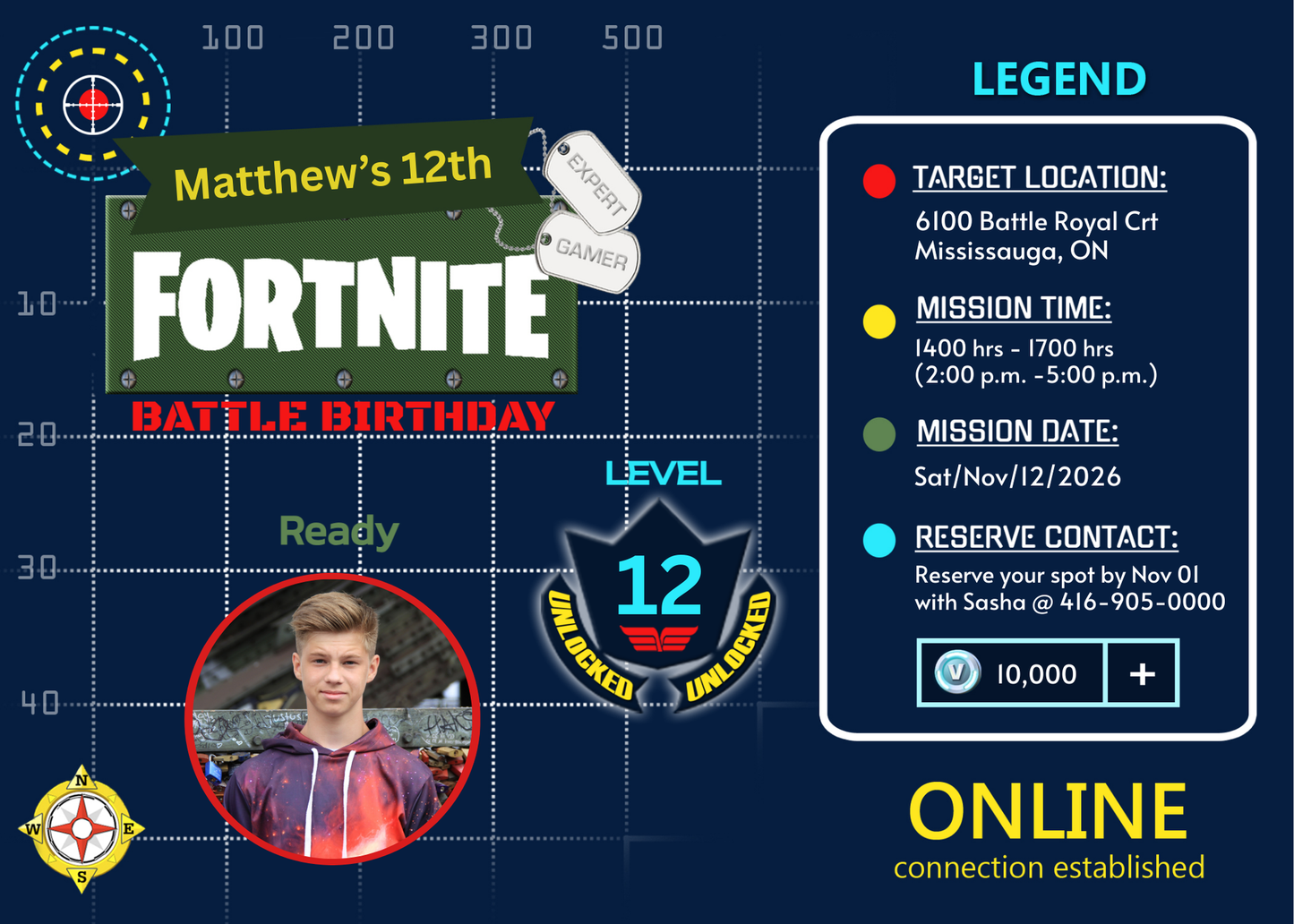 Fortnite Photo Birthday Invitation