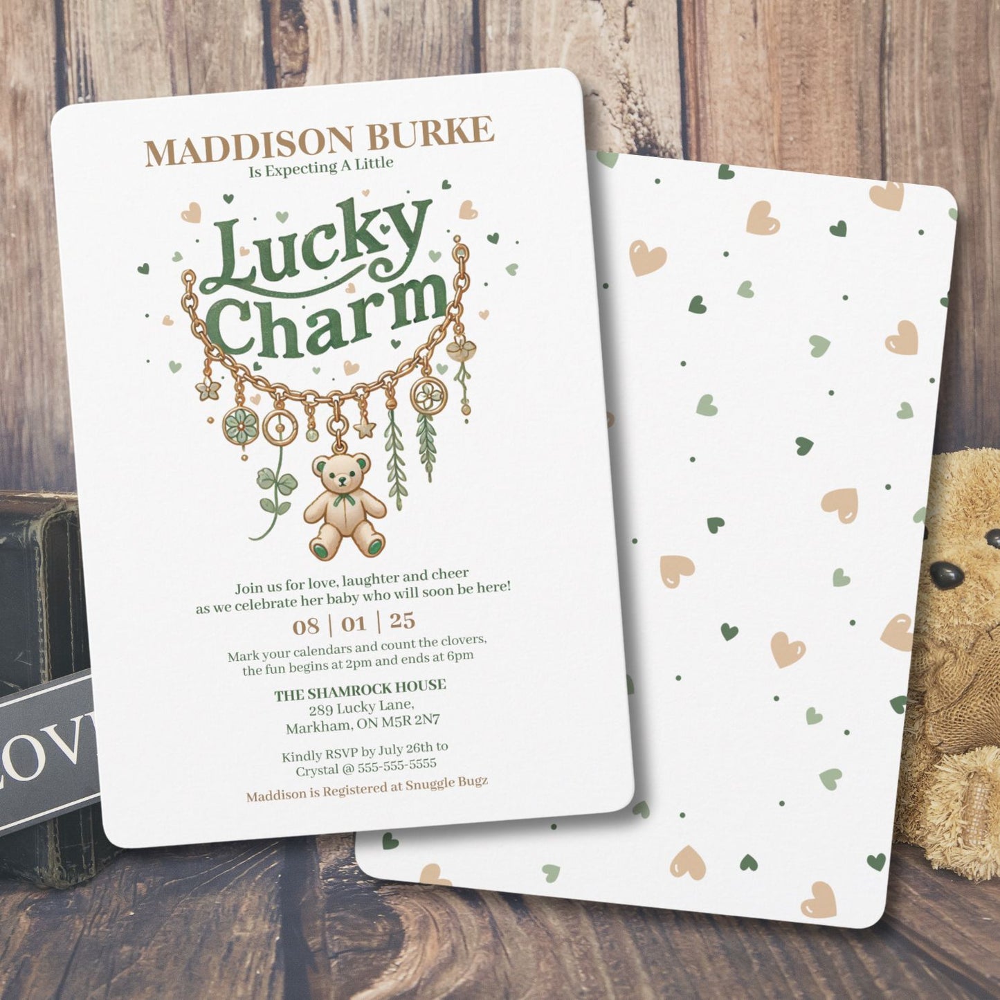 Lucky Charm Bracelet Baby Shower Invitation