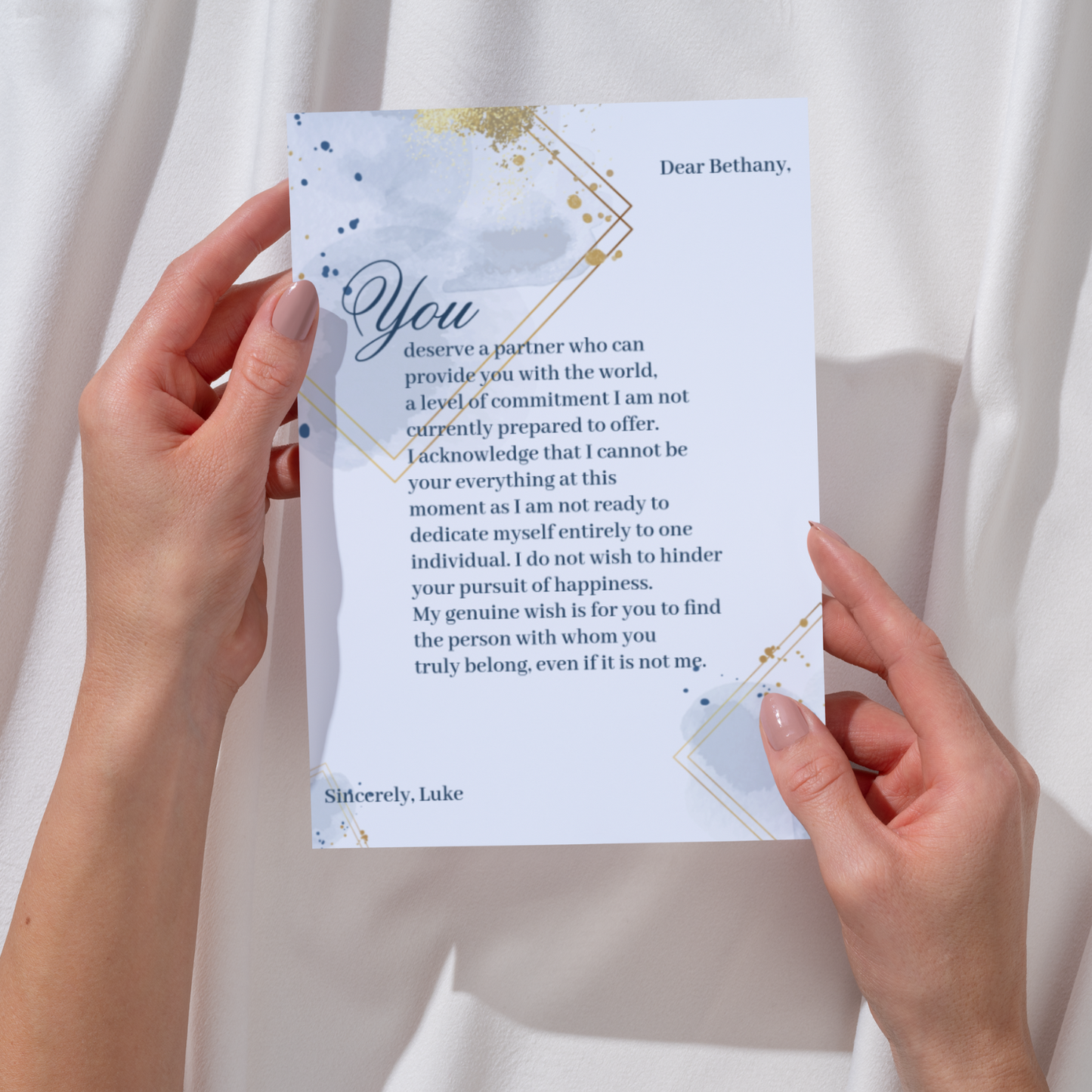 Blue and Gold Breakup Card