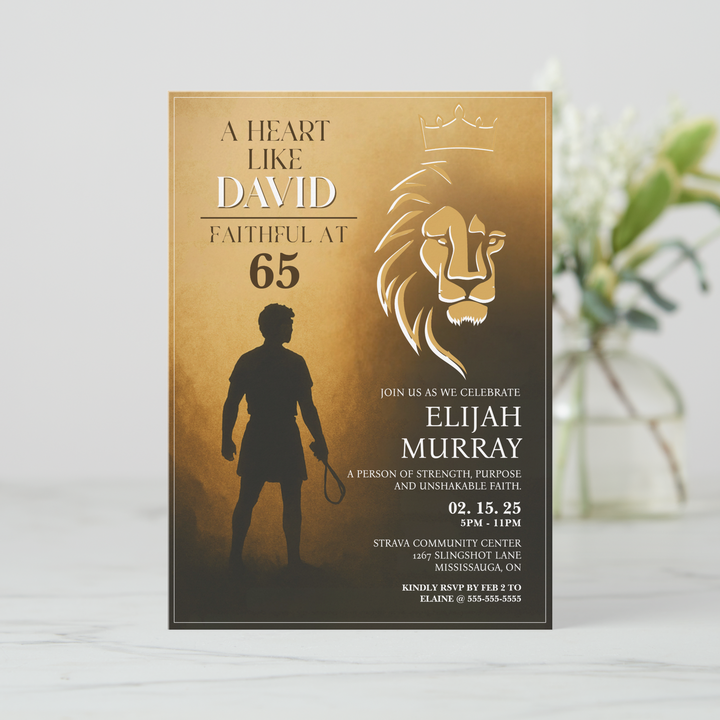 A Heart Like David Birthday Invitation