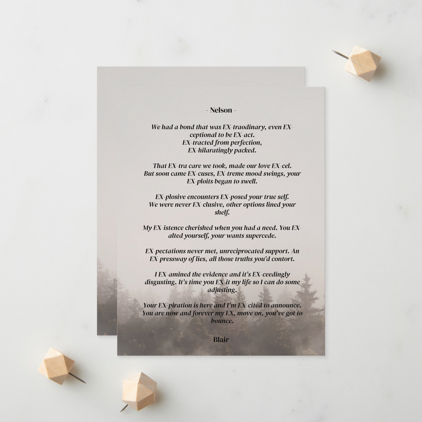 An EX Story Card, Relationship Card