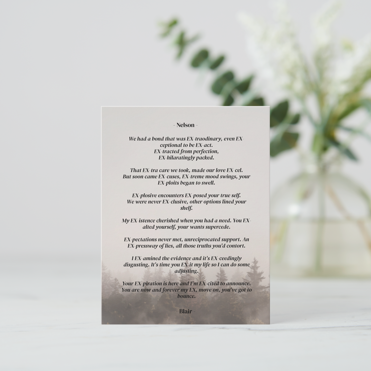 An EX Story Card, Relationship Card