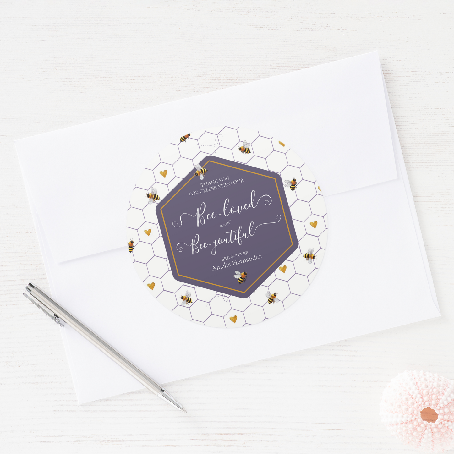 Bee-Loved and Bee-Youtiful Bridal Shower Classic Round Sticker