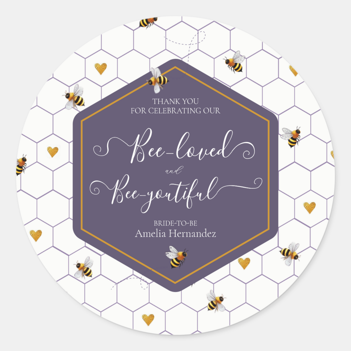 Bee-Loved and Bee-Youtiful Bridal Shower Classic Round Sticker