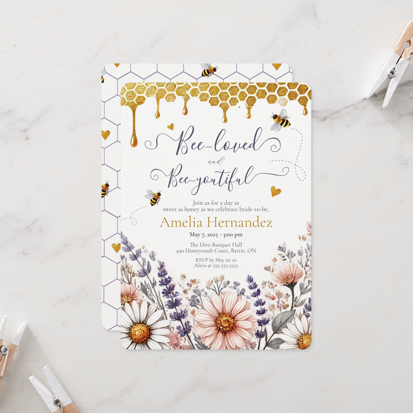 Bee-Loved and Bee-Youtiful Bridal Shower Invitation