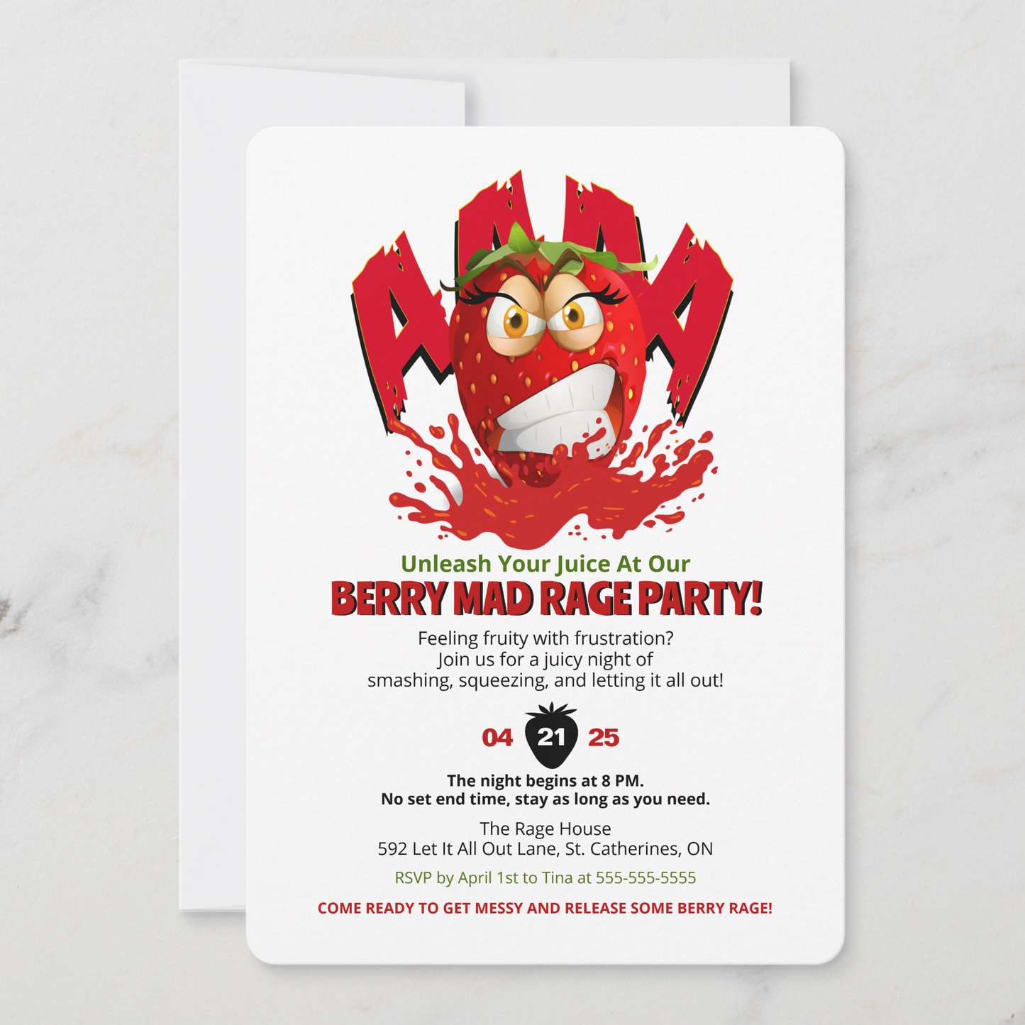 Berry Mad Rage Party Invitation