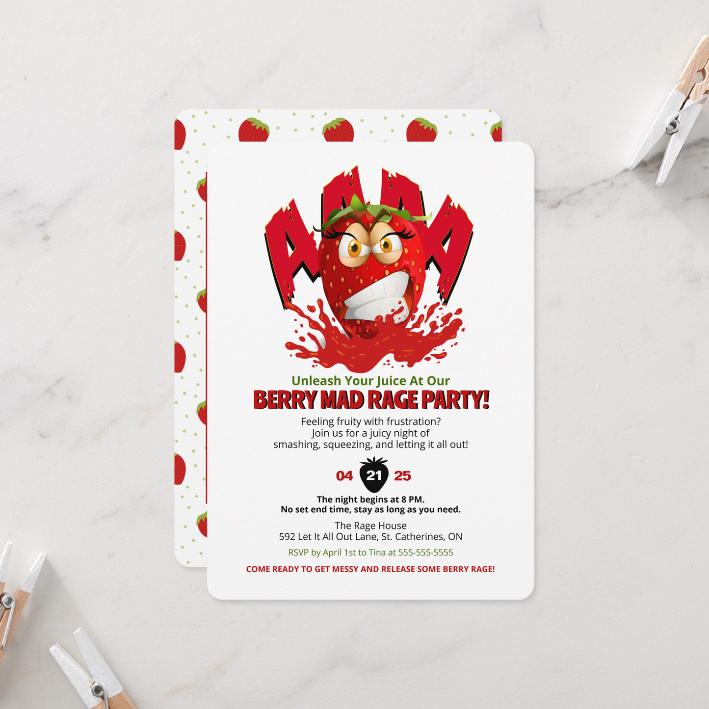 Berry Mad Rage Party Invitation