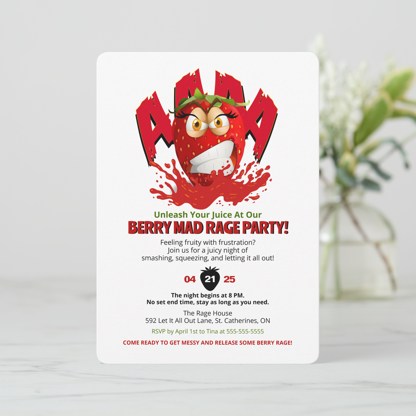 Berry Mad Rage Party Invitation