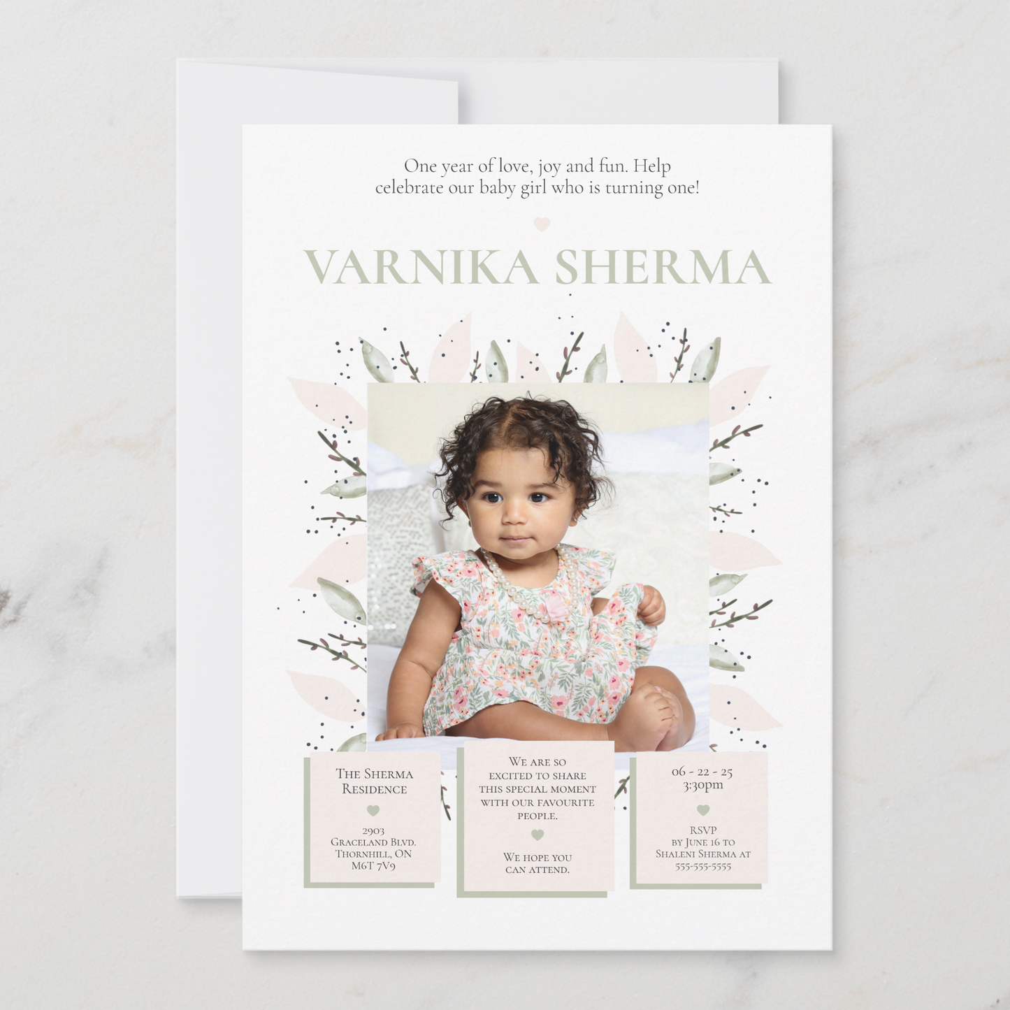 Blooming First Birthday Invitation