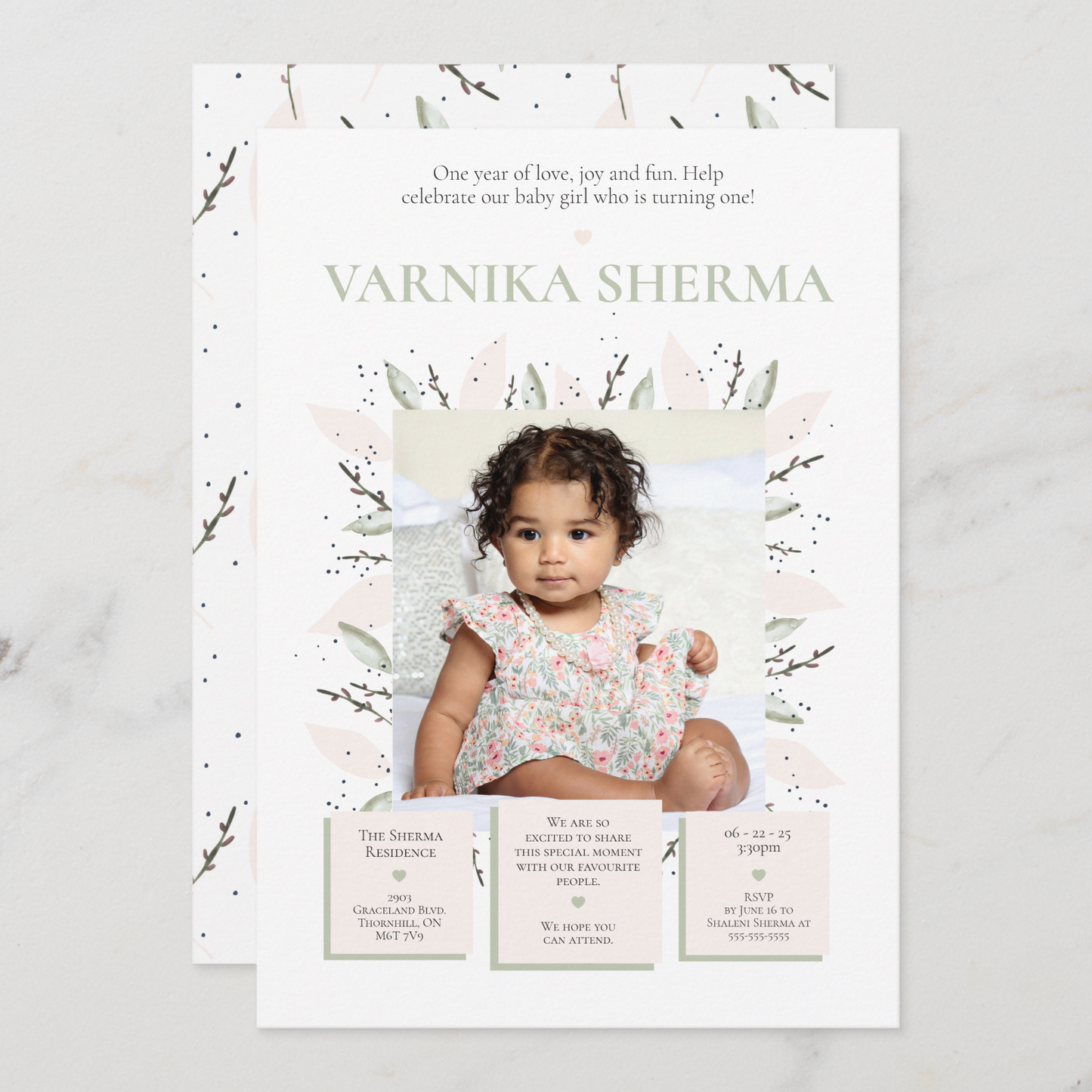 Blooming First Birthday Invitation