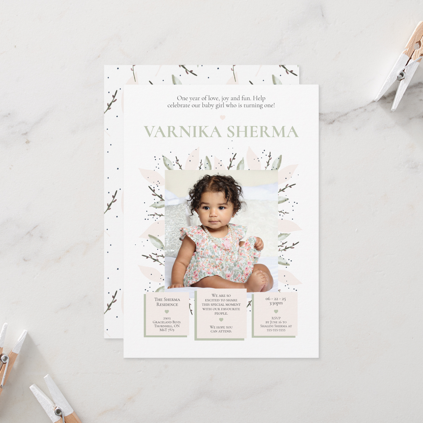 Blooming First Birthday Invitation