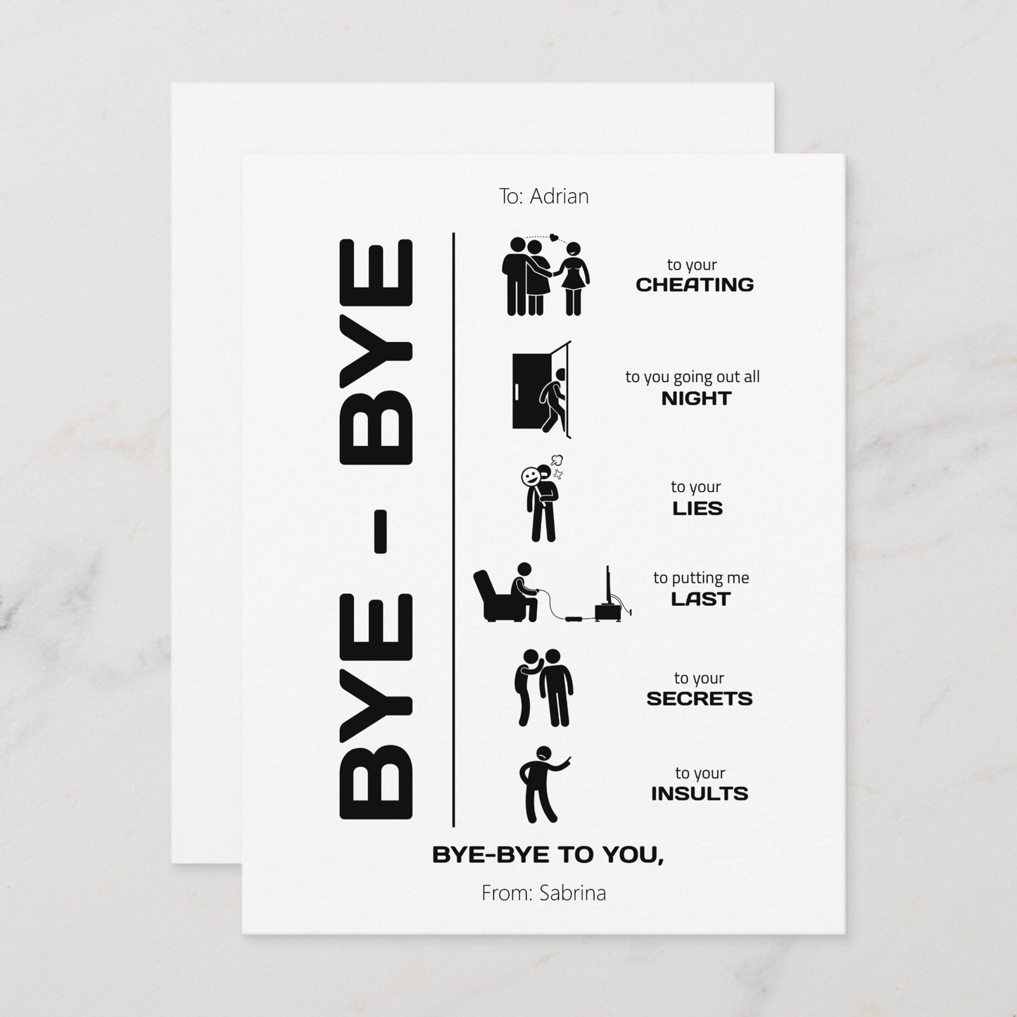 Bye Bye Breakup Card