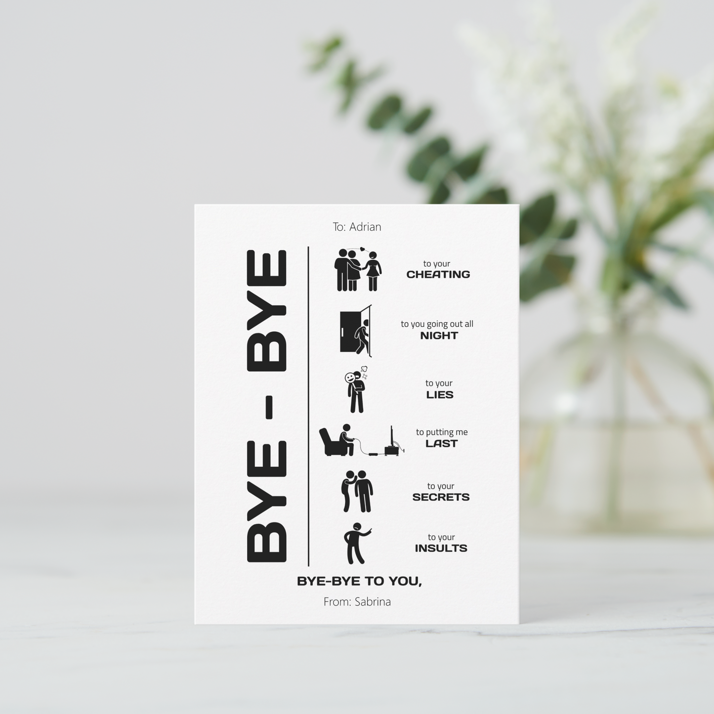 Bye Bye Breakup Card