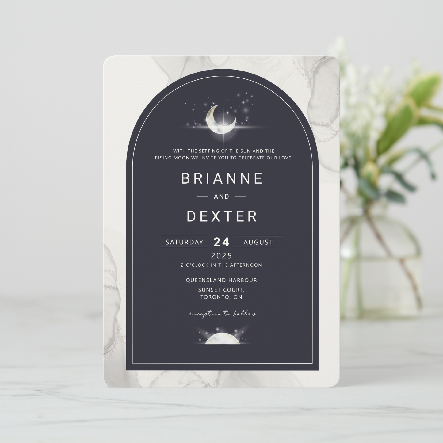 Contemporary Celestial Wedding Invitation