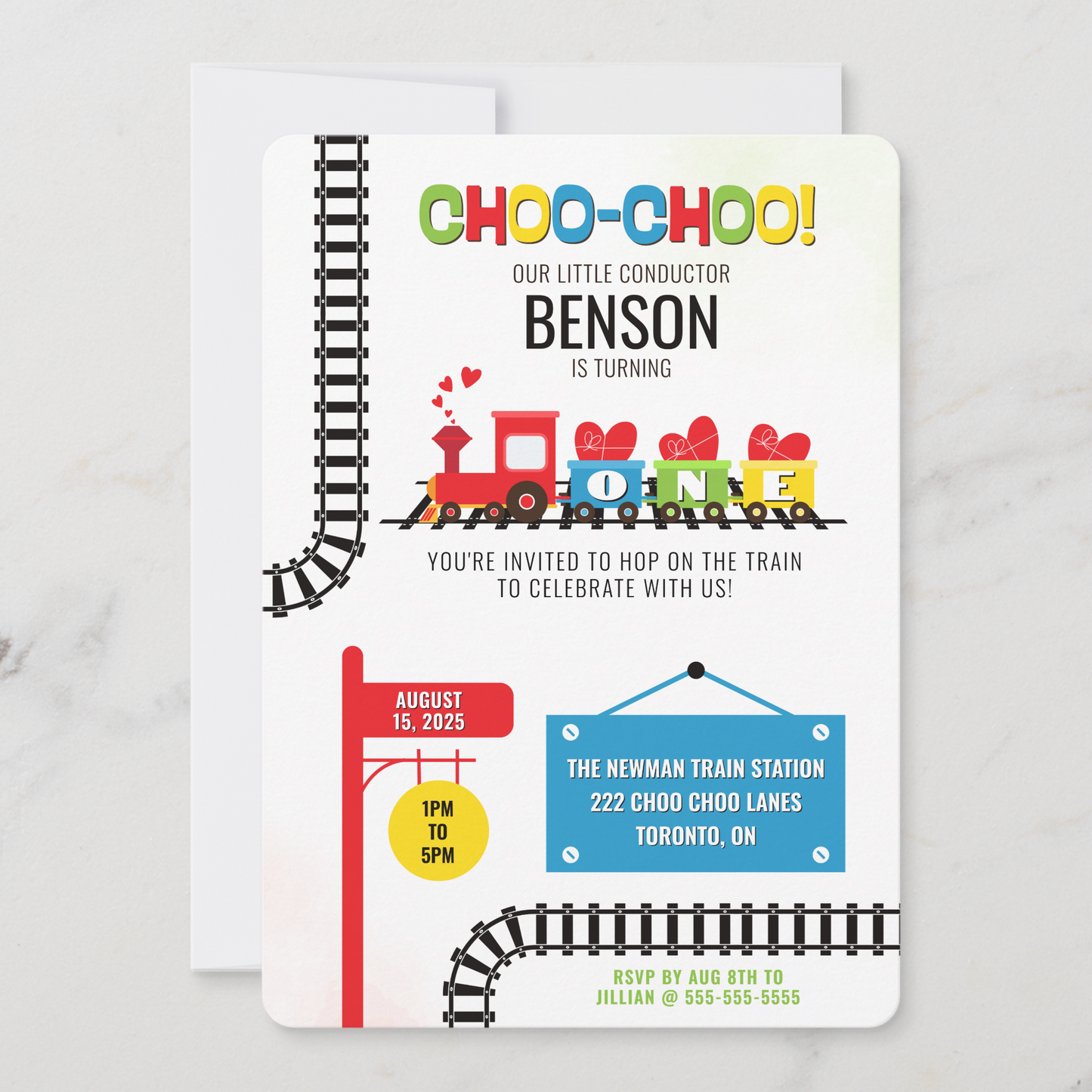 First Birthday Train Invitation